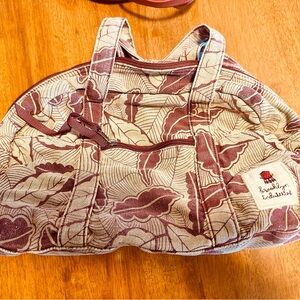 Brooklyn Industries Vintage Floral Small Duffle Bag in Cranberry & Tan